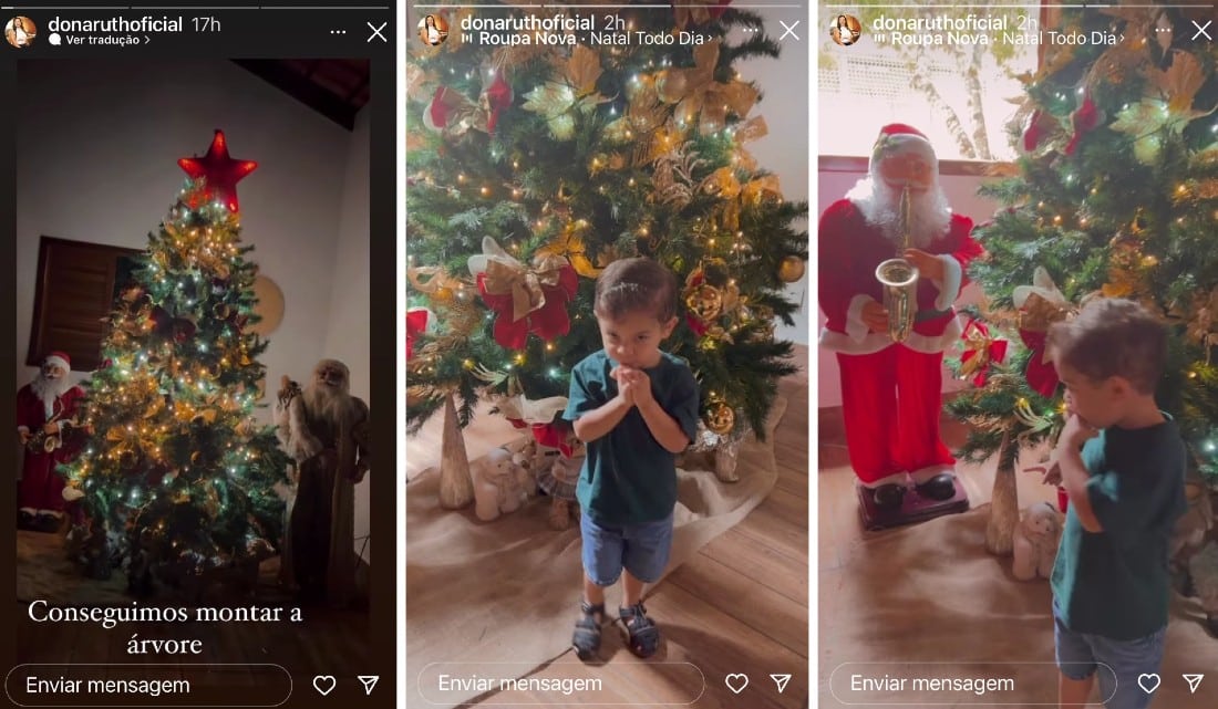 Filho de Marília Mendonça posa com árvore de Natal na mansão