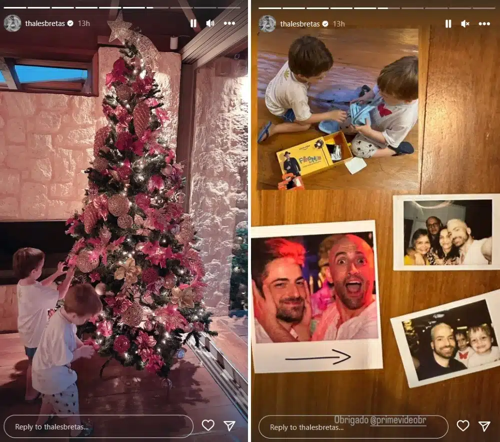 Thales Bretas, viúvo de Paulo Gustavo, mostra os filhos aproveitando o Natal