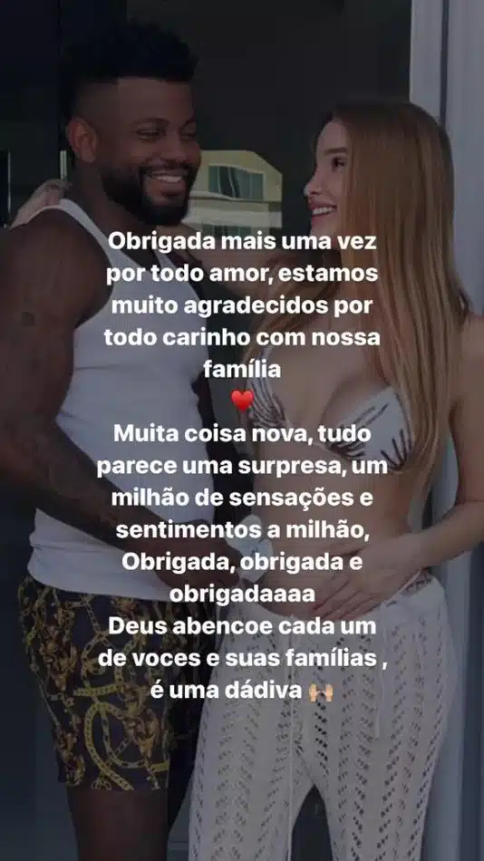 Anna Livya Padilha e Bruno Gomes anunciaram oficialmente que estão grávidos