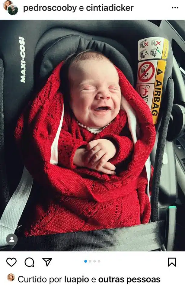 Luana Piovani reagiu na 1ª foto que Cintia e Pedro Scooby mostraram da bebê