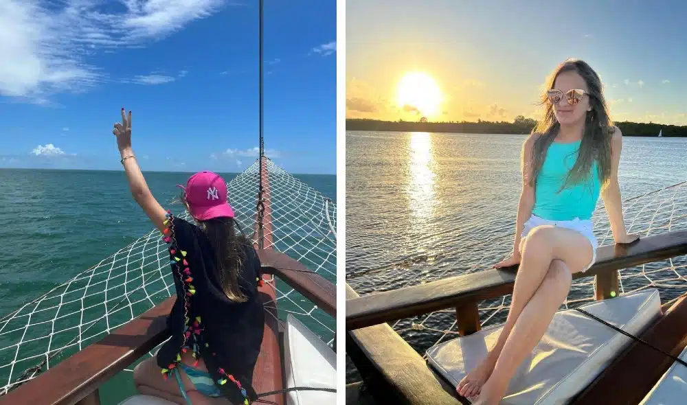 Rafaella Justus passeando de barco nas férias com a mãe