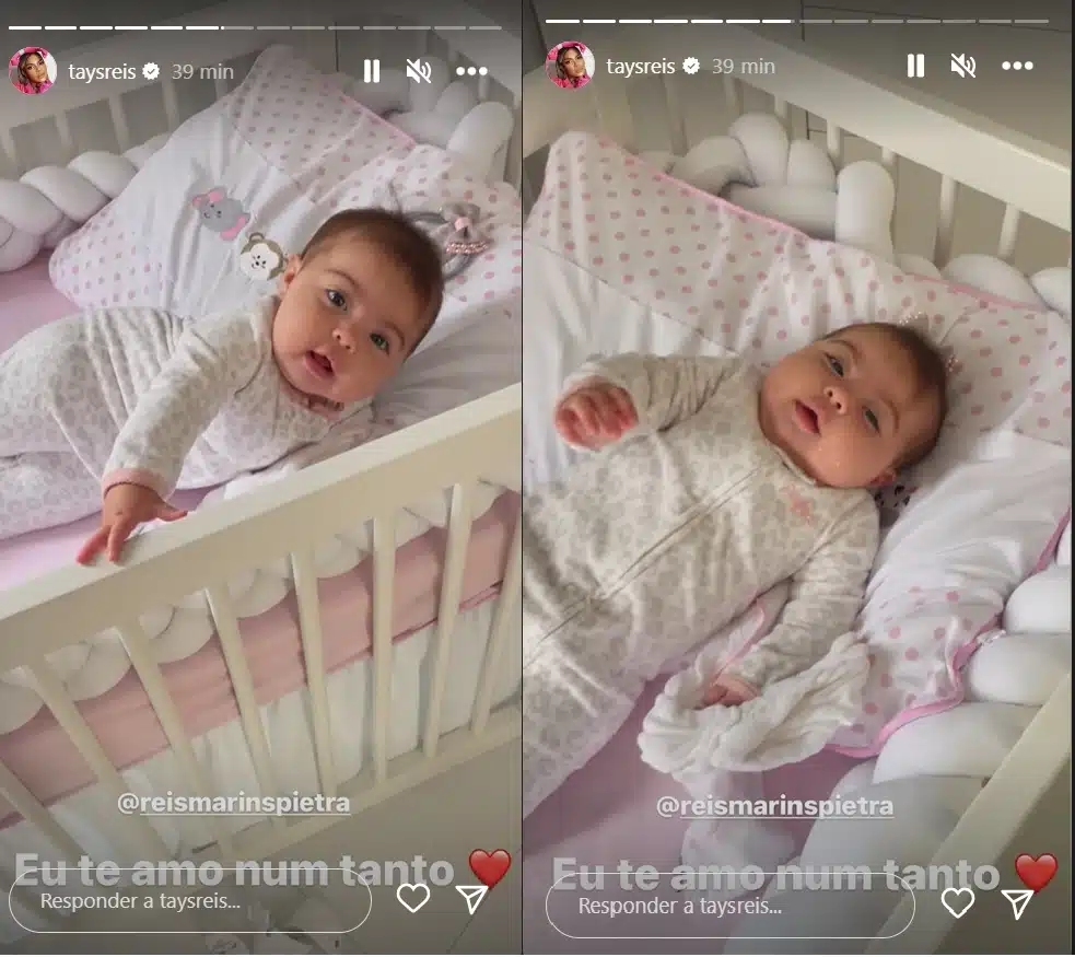 Tays Reis exibe sua bebê e fofura da menina impressiona