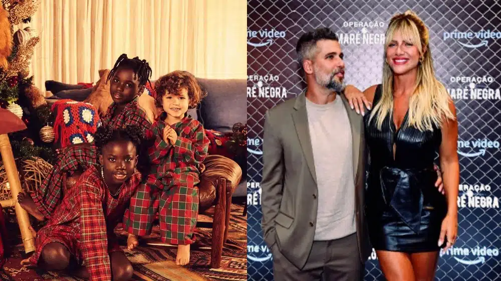 Giovanna Ewbank posa com Bruno Gagliasso em evento em São Paulo e filhos posa na mansão do casal