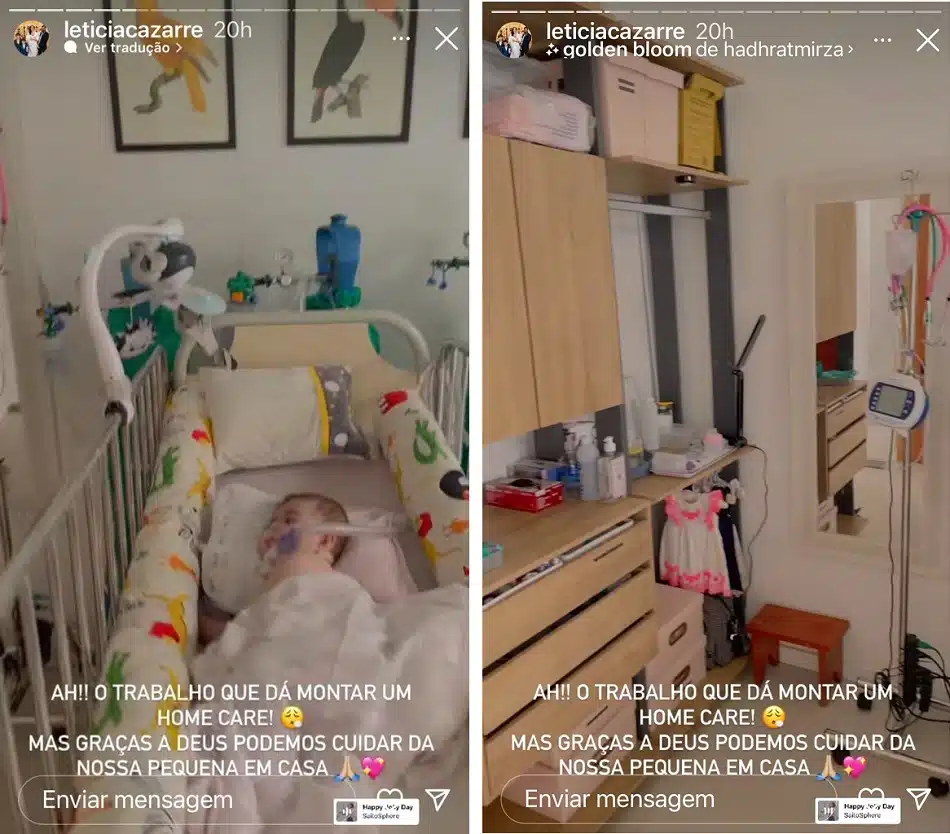 Maria Guilhermina, bebê de Leticia e Juliano Cazarré, em seu quartinho em casa 