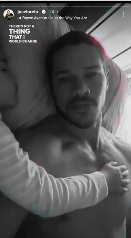 José Loreto surge com sua filha dormindo em seus braços e surpreende 