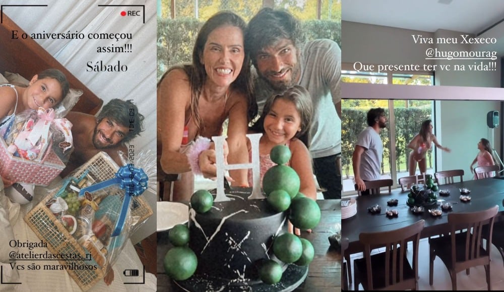 Deborah Secco celebra o aniversário do marido junto a filha em casa de praia