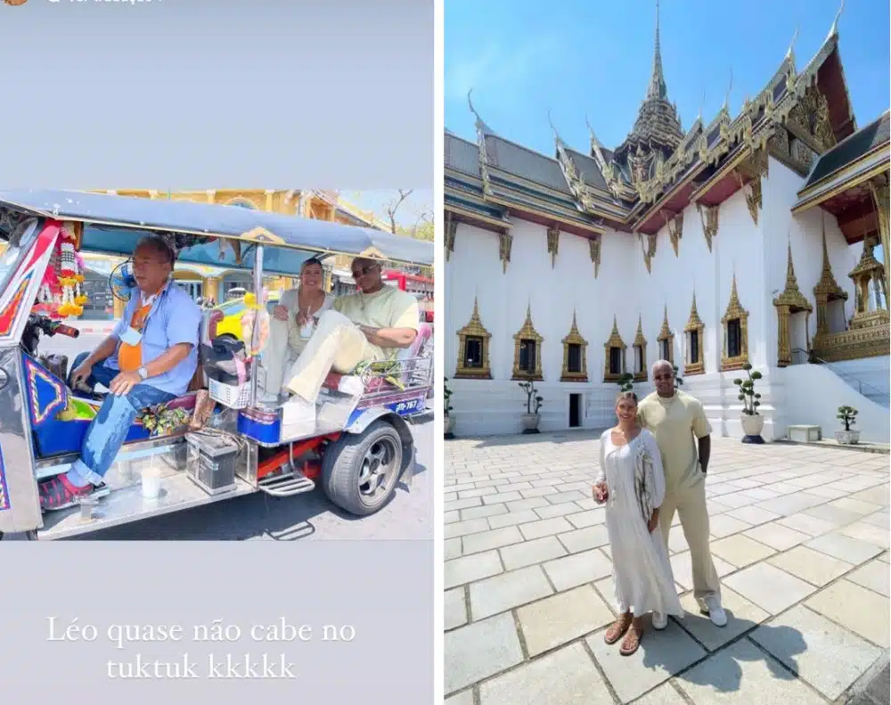 Léo Santana e Lorena Improta passeando pelos pontos turísticos de Bangkok, na Tailândia