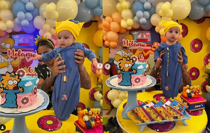 MC Loma celebra os 6 meses de sua bebê com festa temática dos Simpsons e surpreende 