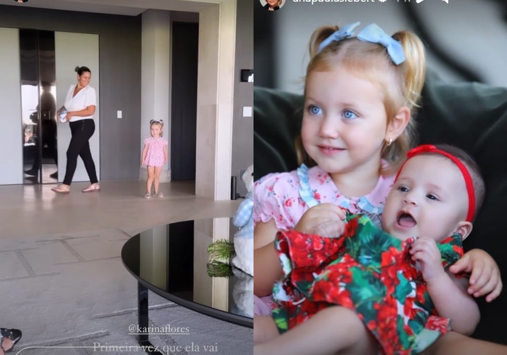 Filha de Roberto Justus junto com amiga bebê e também a babá