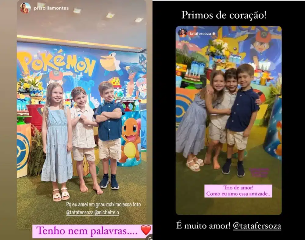 Thaís Fersoza mostra seus filhos no aniversário do amiguinho