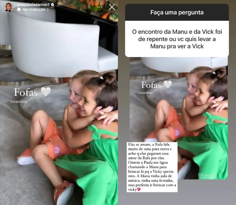 Ticiane Pinheiro mostra encontro da filha com bebê de Justus e explica