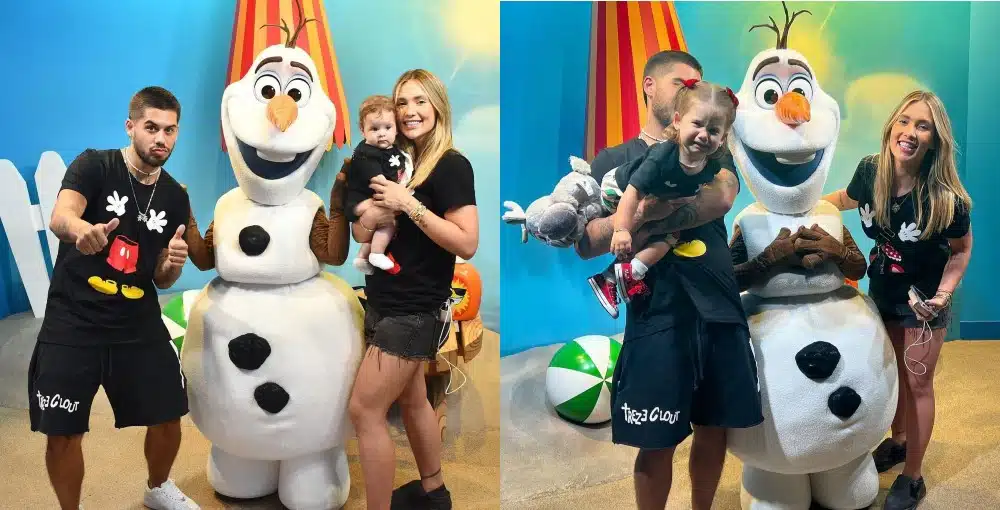Zé Felipe e Virgínia mostram reação das bebês em encontro com personagem do Frozen