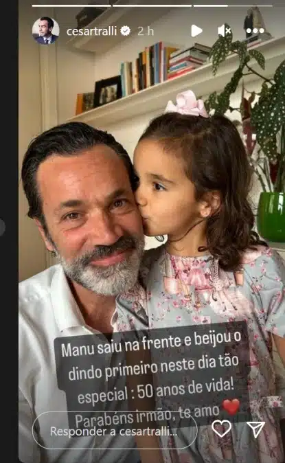 César Tralli encanta ao mostrar sua filha com seu tio
