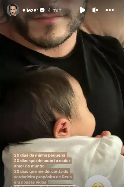 Eliezer com a pequena Lua, sua filha com Viih Tube