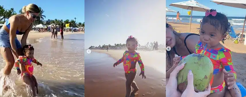 Lorena Improta mostra sua bebê indo no mar pela 1ª vez e impressiona 