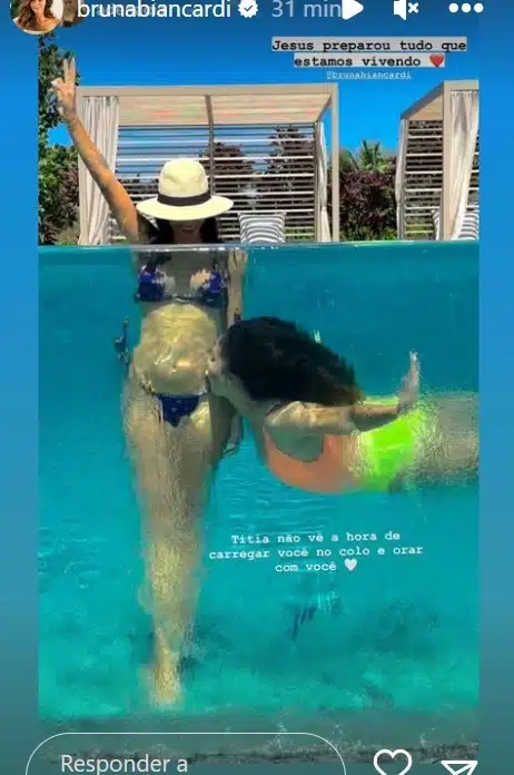 Bruna Biancardi na luxuosa piscina da mansão de Neymar