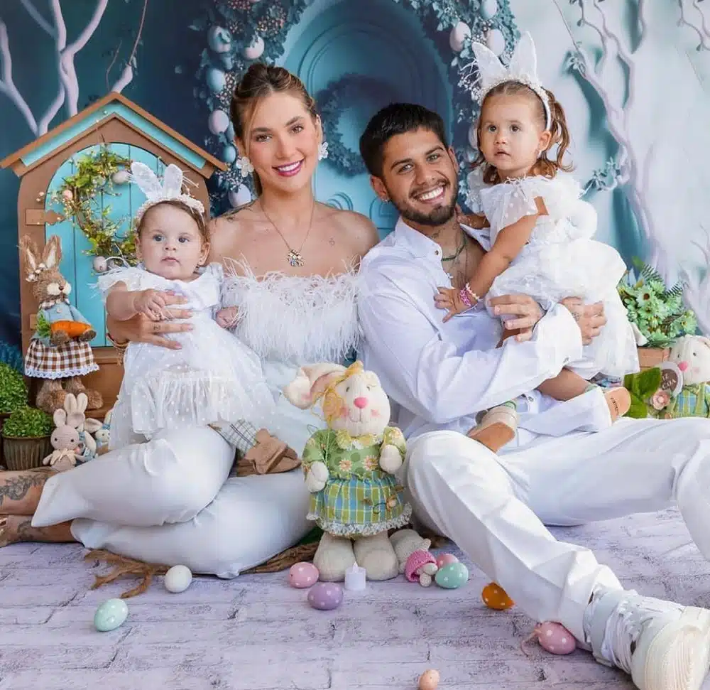 Virgínia Fonseca e Zé Felipe posaram com as filhas no domingo de Páscoa 