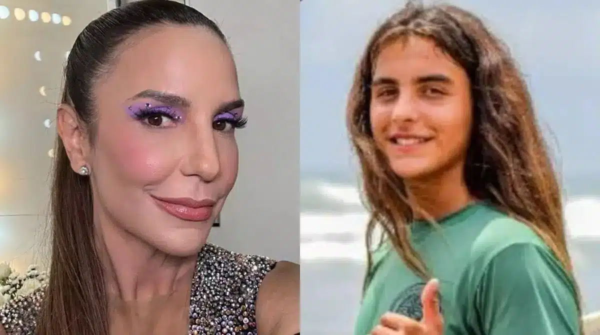 Marcelo Sangalo posa ao lado de Ivete durante parabéns para a cantora em show