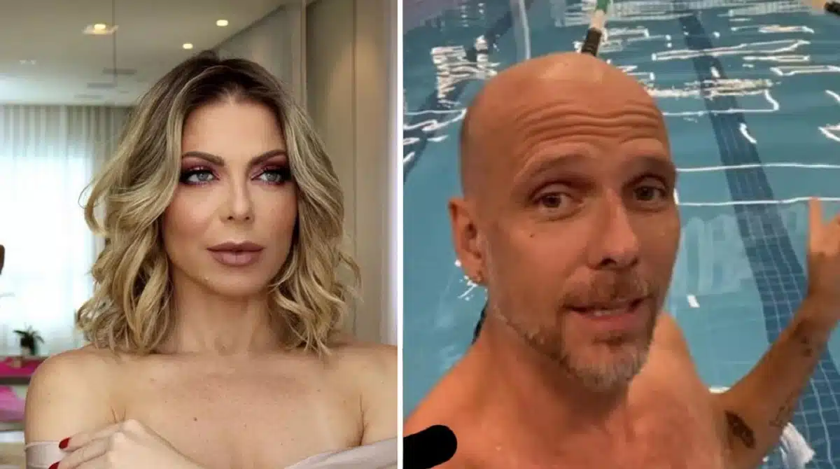 Sheila Mello e o ex Xuxa posam com a filha em festa na escola da menina