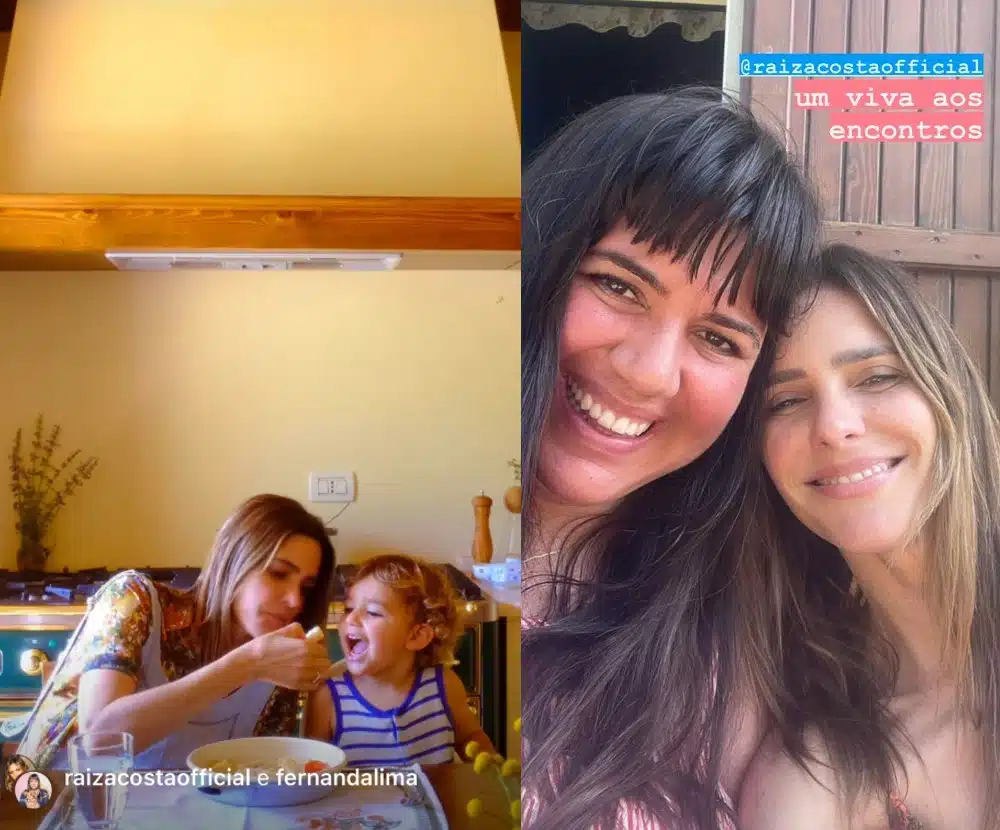 Fernanda Lima mostra eu encontro com o filho de Raiza Costa