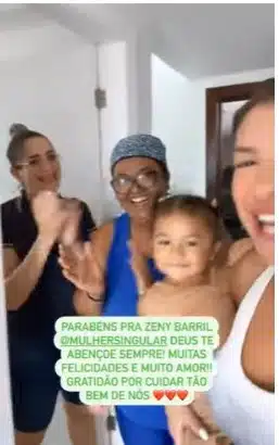 Lore exibe sua filha com Léo Santana comemorando o aniversário de sua babá