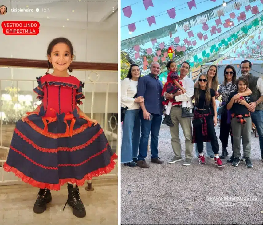 Ticiane Pinheiro surge com sua família e mostra caçulinha vestida de caipirinha em festa junina