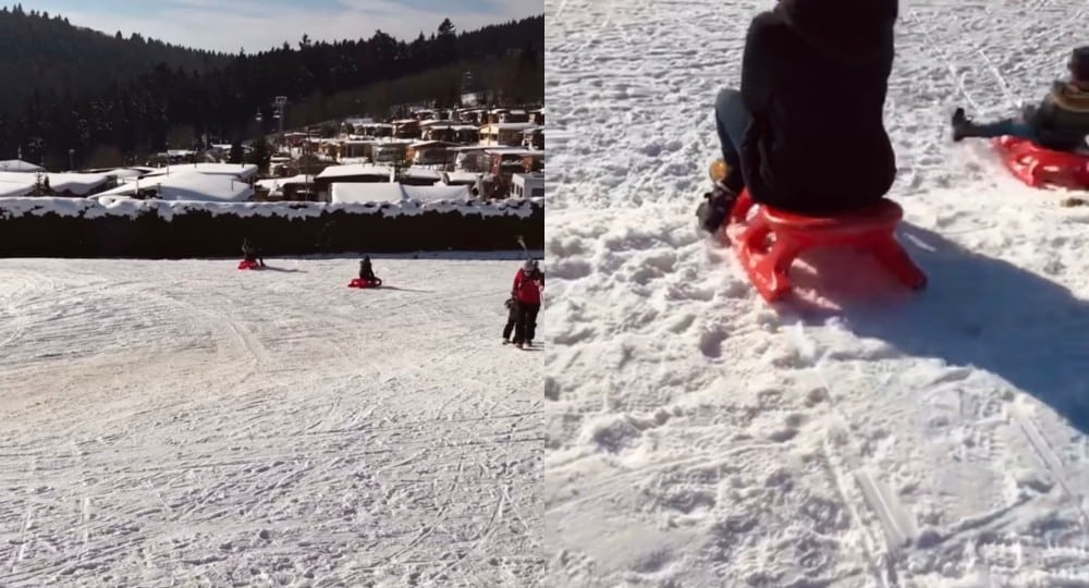 Vanessa Giácomo mostra seus filhos brincando na neve