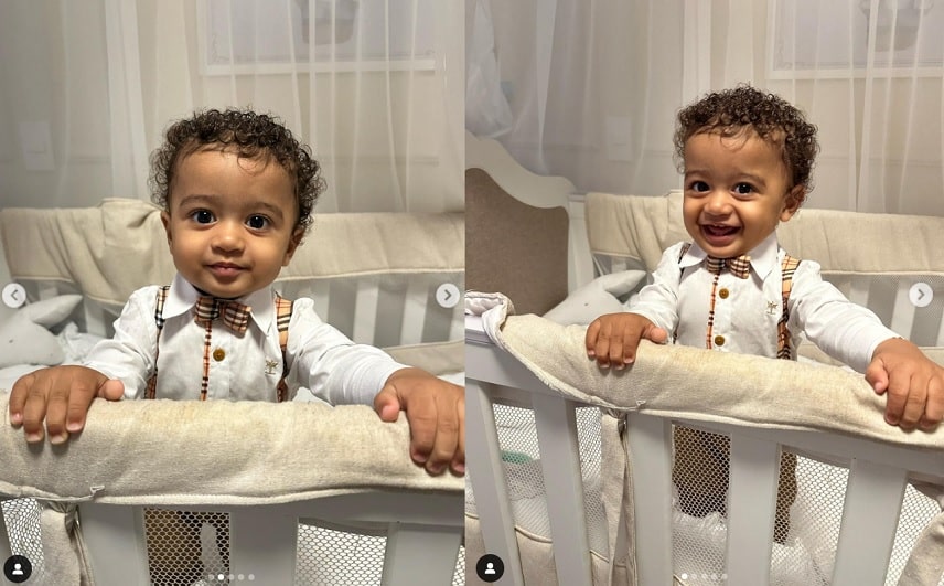 Bebê de Viviane posa com roupa fofa para aniversário de família e impressiona 