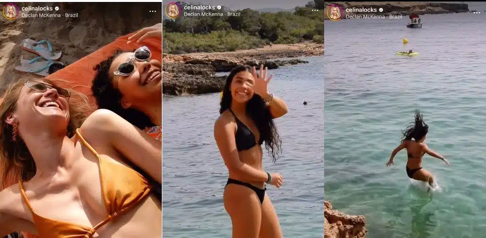 Filha de Ronaldo, Maria Sofia, se diverte e posa com a madrasta em Ibiza