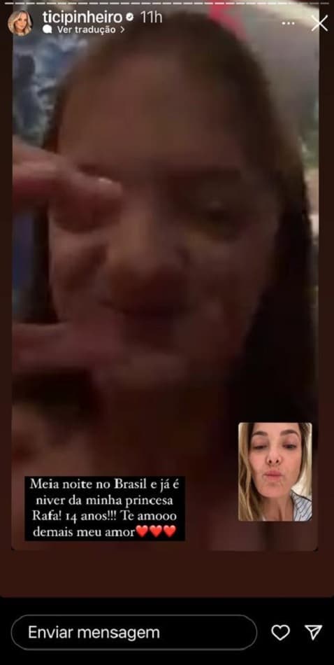 Ticiane Pinheiro parabenizou a filha por seus 14 anos em uma ligação de vídeo
