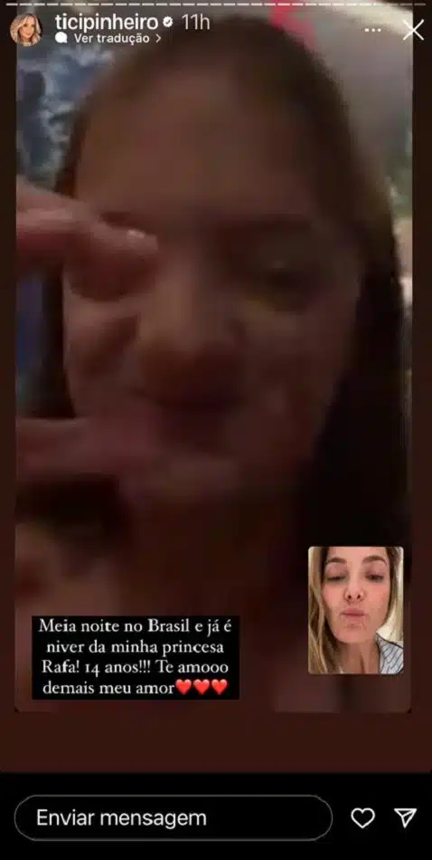 Ticiane Pinheiro parabenizou a filha por seus 14 anos em uma ligação de vídeo
