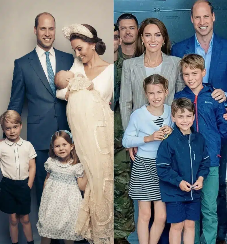 Kate Middleton e príncipe William com os seus filhos