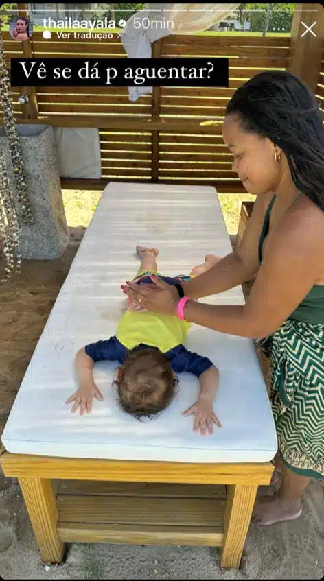 Filho de Renato Góes surge ganhando massagem