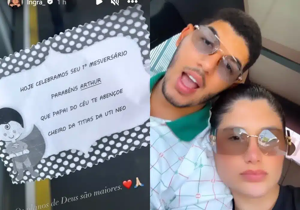 Zé Vaqueiro e Ingra comemorando um mês de seu bebê