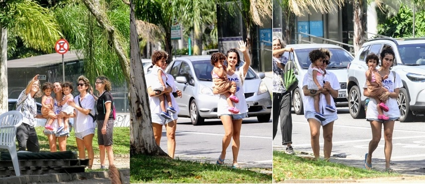 Nanda Costa surge em passeio com suas gêmeas em Lagoa no Rio de Janeiro e encanta