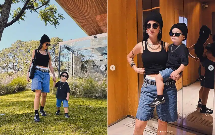 Bianca Andrade posa com seu filho usando roupas iguais em sua mansão e encanta