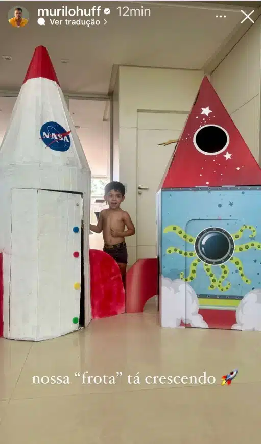 Filho de Marília Mendonça e Murilo Huff surge com seus foguetes de brinquedo e encanta
