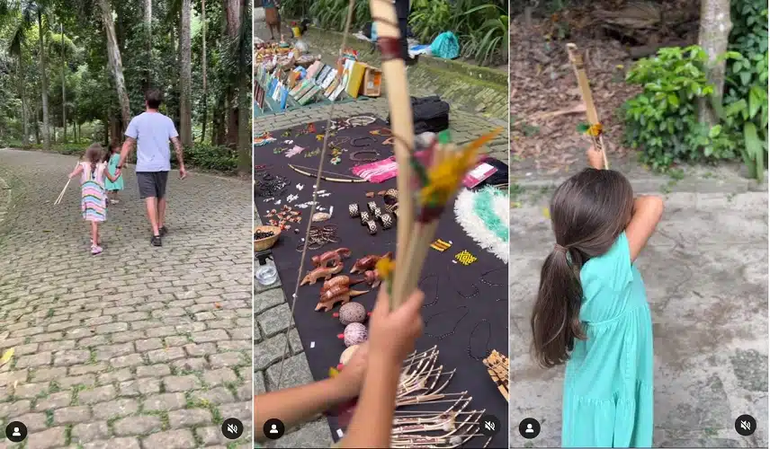 Filhas gêmeas de Ivete Sangalo surgem brincando com arco e flecha e surpreendem