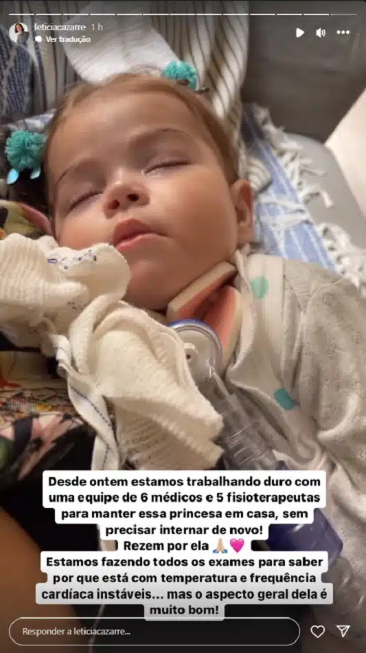 Maria Guilhermina, bebê de Leticia e Juliano Cazarré, precisa de muitos cuidados para ficar em casa