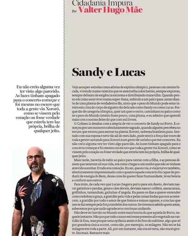 Sandy falou sobre notícias de volta