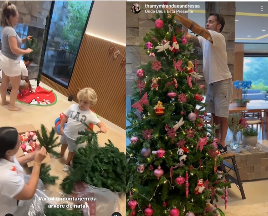 Thammy Miranda mostra seu filho montando a árvore de Natal na mansão e impressiona 