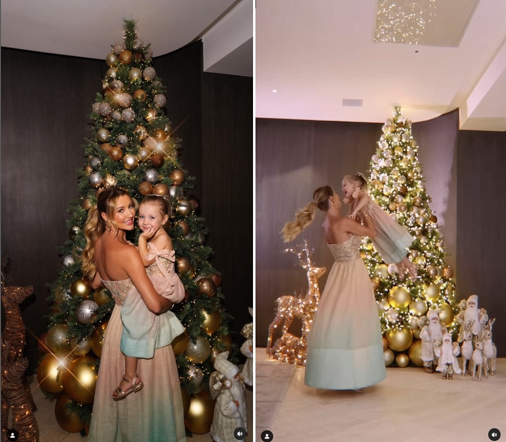 Vicky, filha de Ana Paula e Roberto Justus, na luxuosa árvore de Natal 