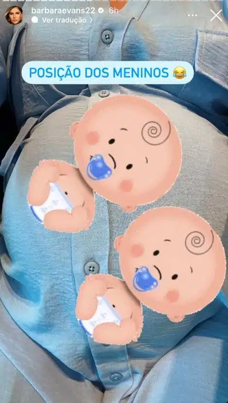 Bárbara Evans revela posição de seus bebês gêmeos