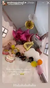 Filha caçula de Roberto Justus mostra festa que fez para suas bonecas nos EUA e surpreende