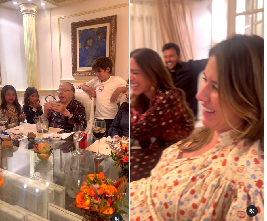 Silvio Santos surge com netos e filhos em jantar especial na mansão 