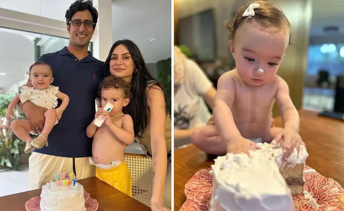 Após alta, Tereza, bebê de Thaila Ayala e Renato Góes, celebra seus 7 meses de vida