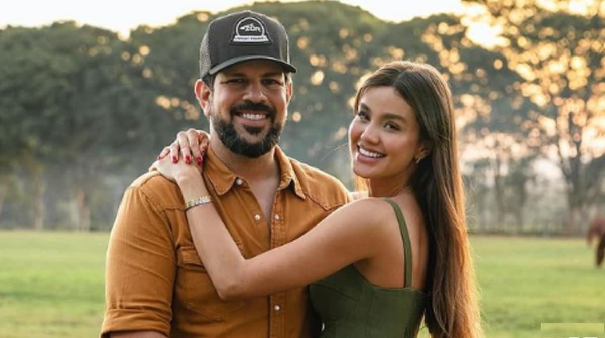 Sorocaba e Biah Rodrigues posam em ensaio de fotos, após anúncio de gravidez de gêmeos