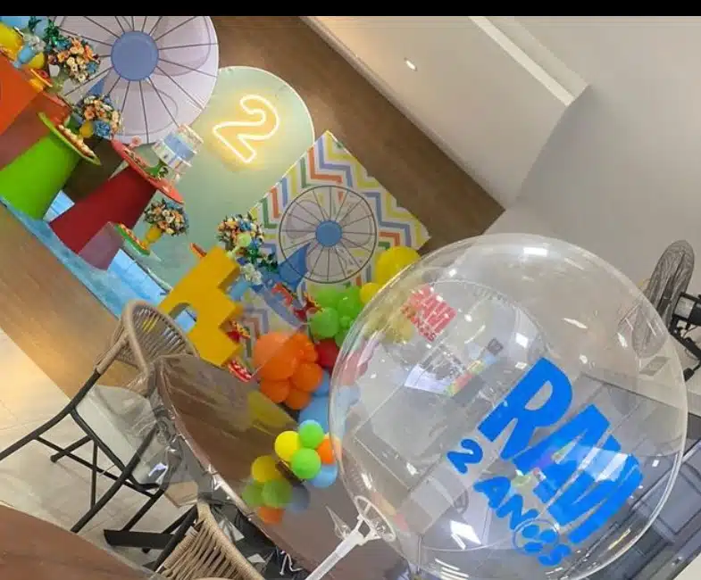 Esposa de Bruno do KLB mostra decoração da festa de dois aninhos do filho Ravi