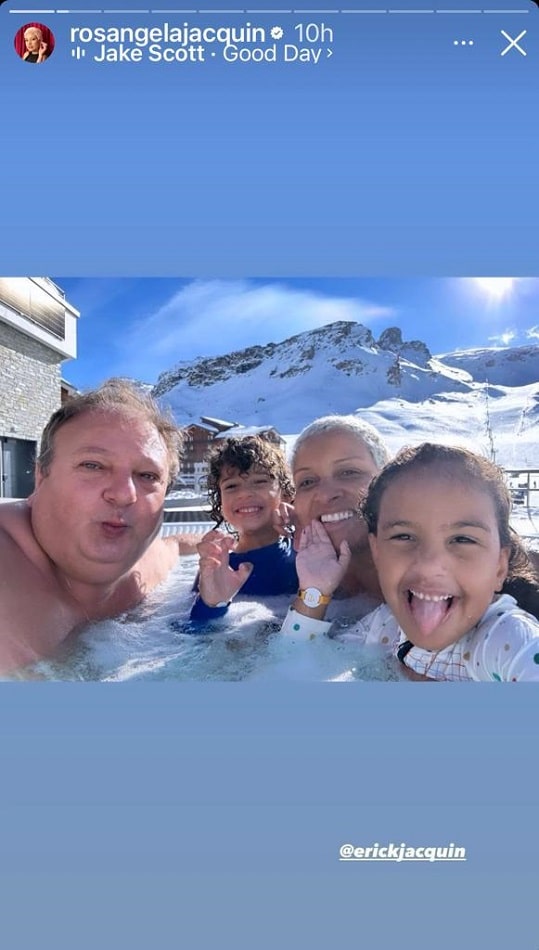Erick Jacquin com a família na jacuzzi de uma estação de esqui, nos Alpes franceses 