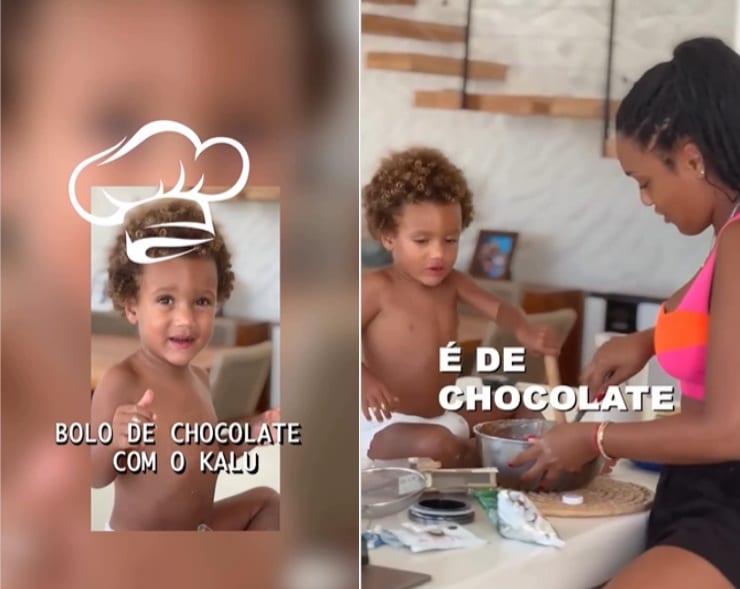 Filhos de Rafael Zulu surgem fazendo bolo na cozinha da nova mansão e impressionam 